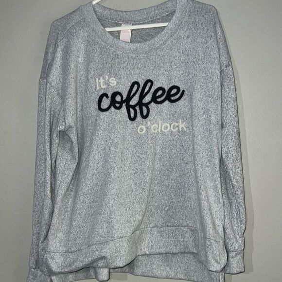 Secret Treasures Long Sleeve “It’s Coffee O’Clock” Sweatshirt - Picture 1 of 7